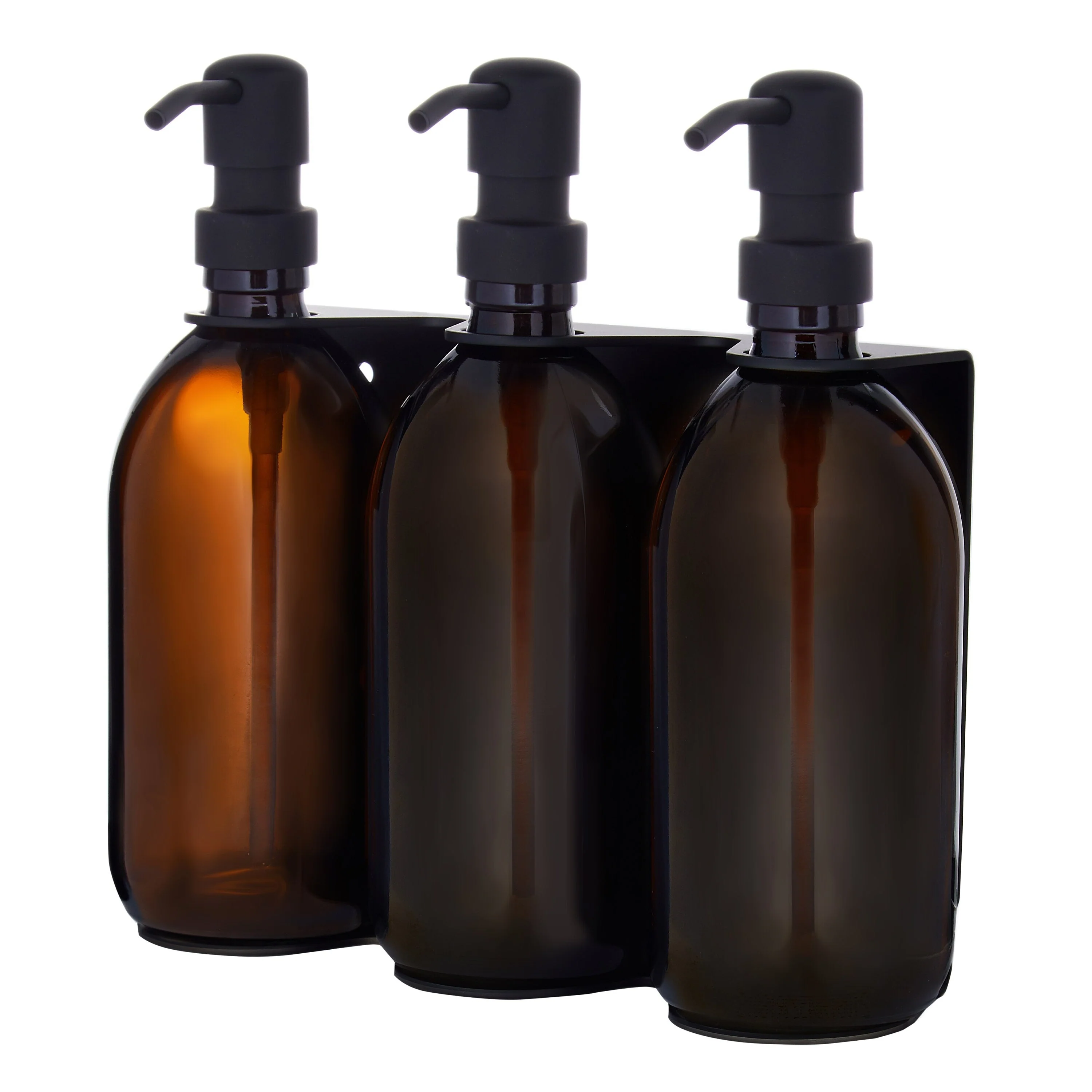 Black Triple Wall Mounted Soap Dispenser - Image 3