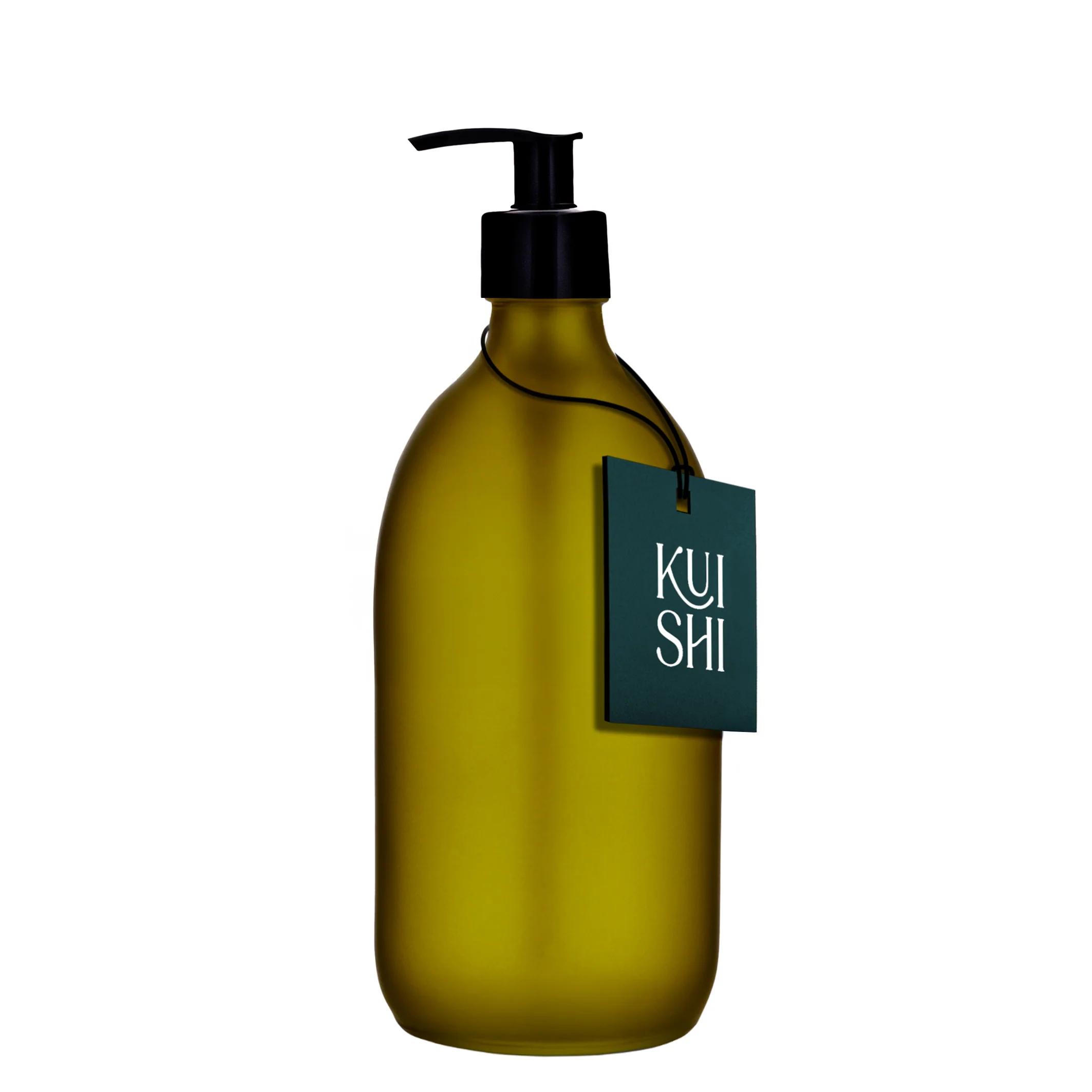 Green Glass Pump Bottle - Image 3