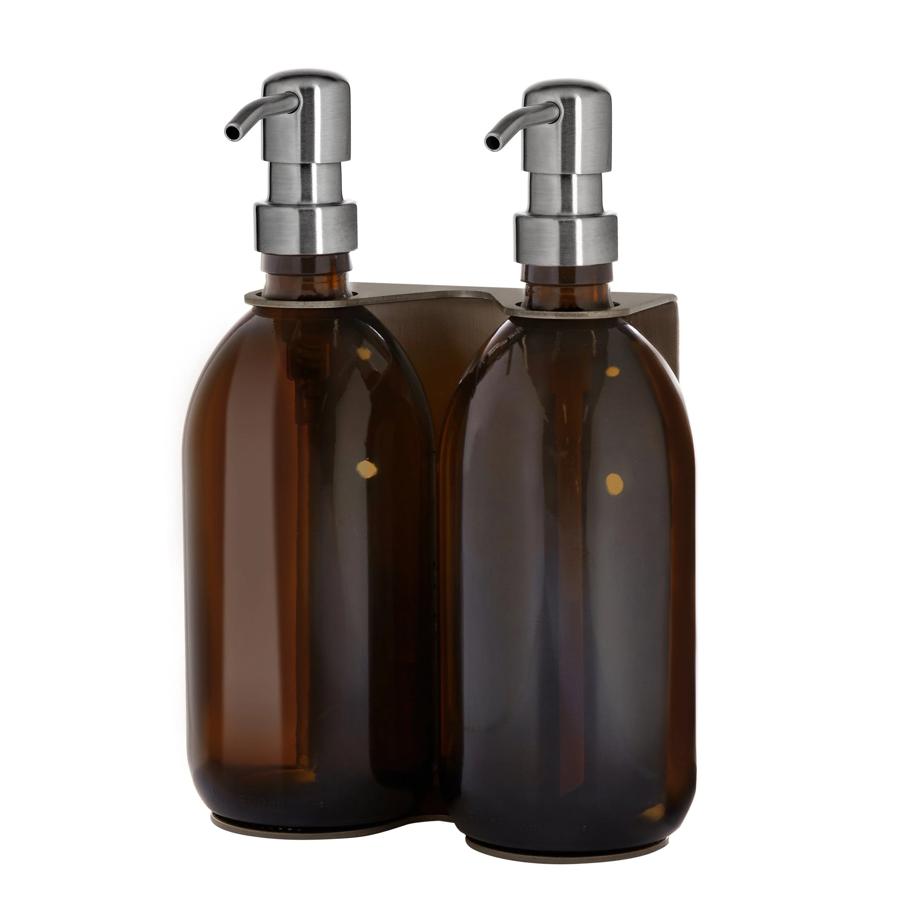 Nickel Double Wall Mounted Soap Dispenser - Image 3